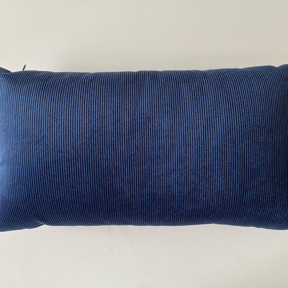 Navy Striped Velvet Pillow
